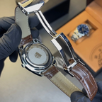 Carrera Calibre 5 Style Automatic Watch – White Dial & Brown Leather Strap