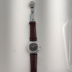 Nautilus Style Steel Watch – Black Dial & Brown Leather Strap