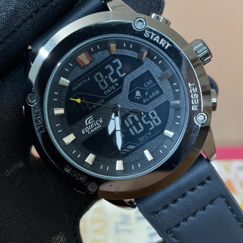 Dual Time Black Dial Watch