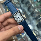 Cartier Tank Style White Dial Blue Leather Watch