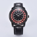 Luxury Roulette Dial Watch – Black Leather Strap