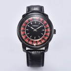 Luxury Roulette Dial Watch – Black Leather Strap