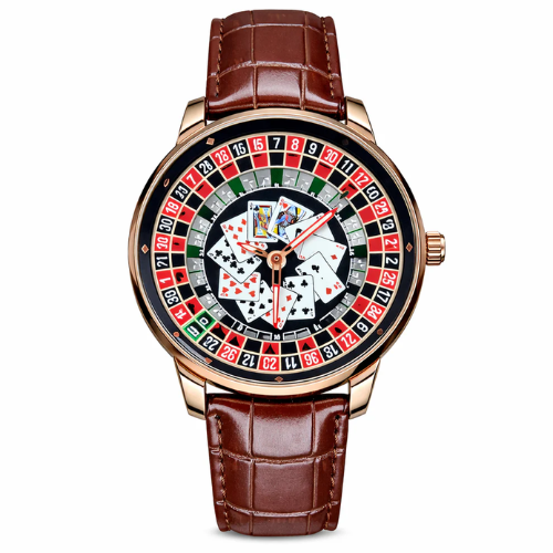 Pindu Design Casino Roulette Luxury Watch – Premium Brown Leather Strap