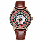 Pindu Design Casino Roulette Luxury Watch – Premium Brown Leather Strap