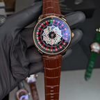 Pindu Design Casino Roulette Luxury Watch – Premium Brown Leather Strap