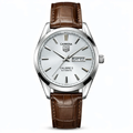 Carrera Calibre 5 Style Automatic Watch – White Dial & Brown Leather Strap