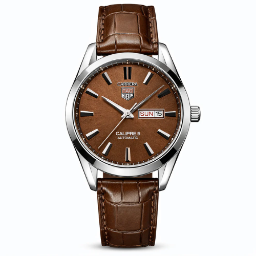 Carrera Calibre 5 Style Automatic Watch – Brown Dial & Brown Leather Strap