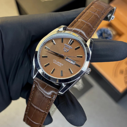 Carrera Calibre 5 Style Automatic Watch – Brown Dial & Brown Leather Strap