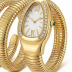 Luxury Gold Serpenti Style Watch – Statement Bracelet Design White Dial