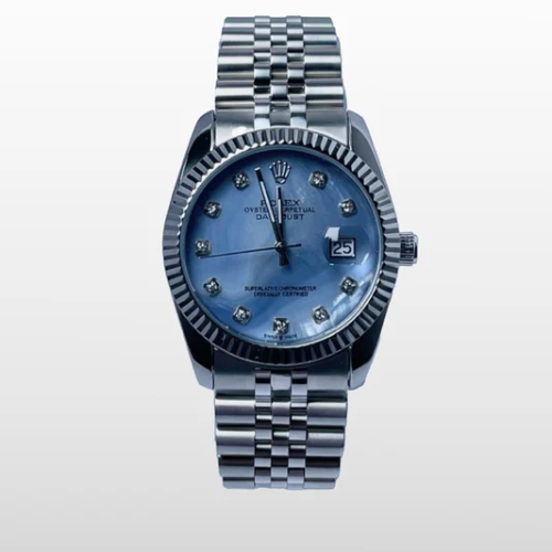 Datejust Style Ice Blue Dial Watch – Jubilee Bracelet