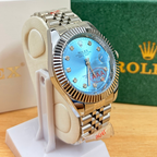 Datejust Style Ice Blue Dial Watch – Jubilee Bracelet