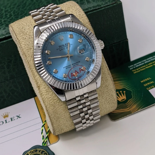 Datejust Style Ice Blue Dial Watch – Jubilee Bracelet