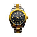 Datejust Style Two-Tone Watch – Black Dial & Gold Steel Finish