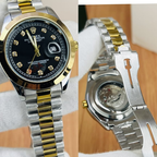Datejust Style Two-Tone Watch – Black Dial & Gold Steel Finish