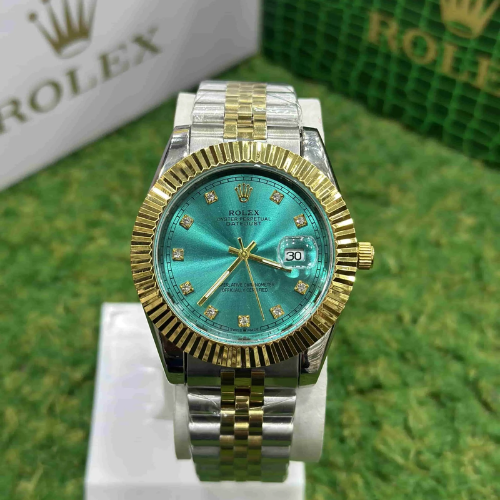 Datejust Style Two Tone SeaGreen Dial Watch – Jubilee Bracelet