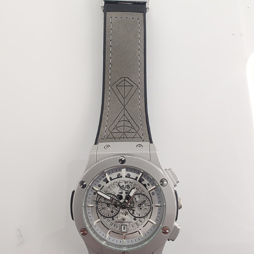 Hublot-Inspired Silver Chronograph – Premium Statement Watch | Modern Luxury & Precision