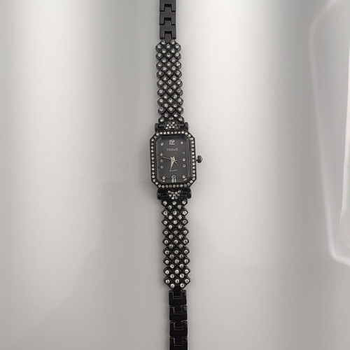 Prime Elegant Black Crystal Bracelet Watch – Timeless Glamour