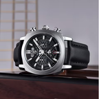 Benyar Chronograph – Black Dial with Silver Case