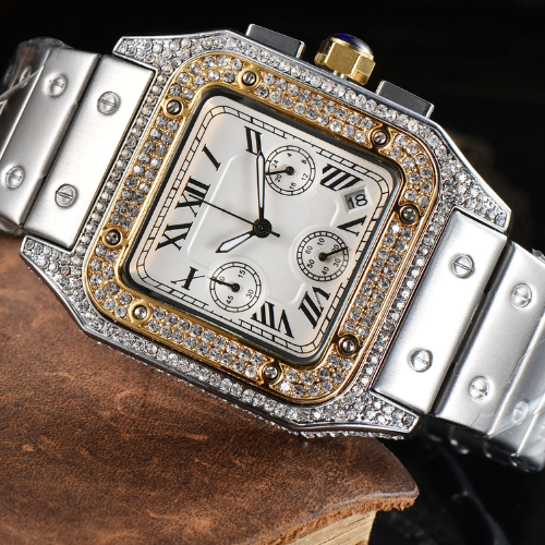 Cartier Luxury Square Chronograph Stainless Steel