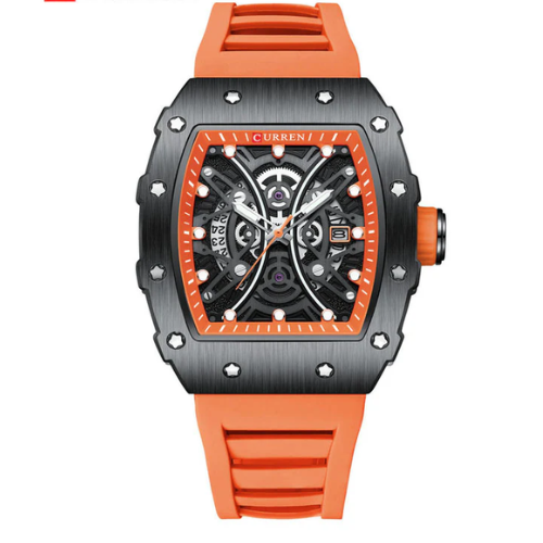 Curren Orange Skeleton Dial