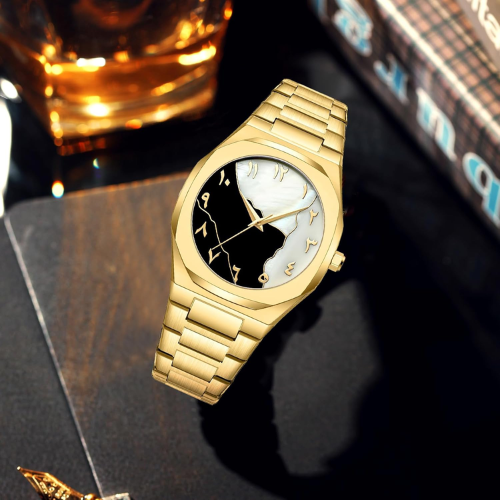 Gold, Black & White Arabic Aura Stainless Steel