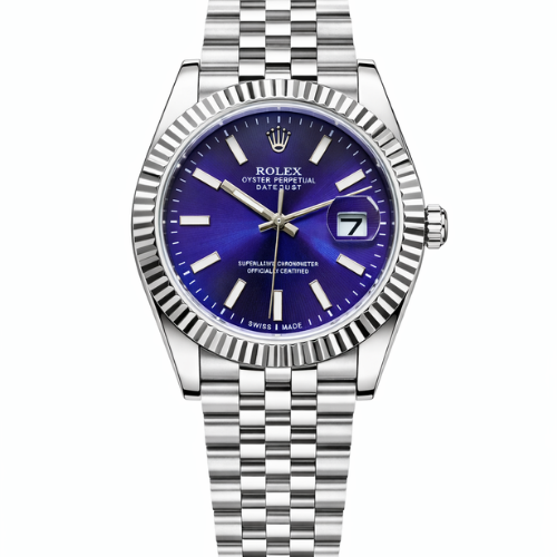 Rolex Stainless Steel – Blue Sunburst Dial & Fluted Bezel