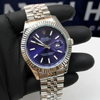 Rolex Stainless Steel – Blue Sunburst Dial & Fluted Bezel