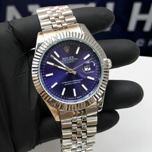 Rolex Stainless Steel – Blue Sunburst Dial & Fluted Bezel